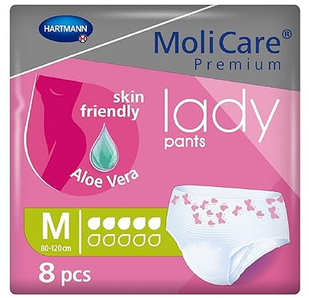 MoliCare Premium lady pants, Diskrete Anwendung bei Inkontinenz speziell für Frauen, Aloe Vera, 7 Tropfen, Gr. M, 1x8 St