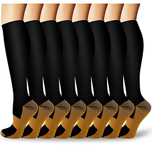 Iseasoo Medizinische Kompressionsstrümpfe aus Kupfer, für Damen und Herren, 15–20 mmHg, ideal zum Laufen, Wandern, Sport, Schwangerschaft, Reisen