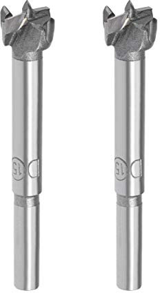 sourcing map Forstner Drill Bits 15mm, Tungsten Carbide Wood Hole Saw Auger Opener Woodworking Hinge Hole Drilling Boring Bit Cutter 2Pcs Gray