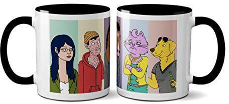 SMARTYPANTS BoJack TV Series Horseman Characters Mug - Ceramic Hot Cold Drinks Coffee Cup (Black Handle)