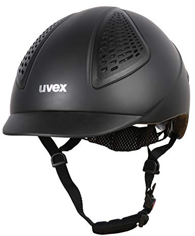 uvex exxential II - Leichter Reithelm für Damen und Herren - individuelle Größenanpassung - optimale Belüftung - Black matt - 55-57 cm