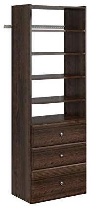 Easy Track PH40-TR Premium Tower Closet Storage Wall Mounted Wardrobe Organizer Kit System with Shelves & Drawers for Bedroom in Truffle with Hardware