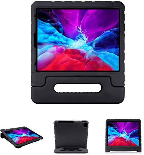 imoshion Tablet Hülle - Passend für iPad Pro 12.9 (2022) / Pro 12.9 (2021) / Pro 12.9 (2020) / Pro 12.9 (2018) - Back Cover mit Griff Kindersicherung - Schwarz