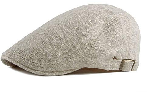RUICHENG Schirmmütze Herren Sommer Leinen Kappe Flat Cap Schiebermütze (Beige)