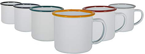 Argon Tableware Espresso Cups - 130ml - Pack of 6 - Multicoloured Small Metal Insulated Coffee Mugs Lightweight Camping Cups for Drinking Tea, Hot Chocolate, Coffee
