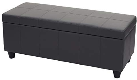 Mendler Aufbewahrungs-Truhe Kriens, 45x114x45cm, Kunstleder - grau matt | Sitzbank, Bank