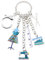 DUOWEI Machine à coudre Outils Ciseaux Flatiron Porte-clé en alliage de zinc Porte-clé Sac à main Charme Cadeau pour Femme Fille (Bleu)