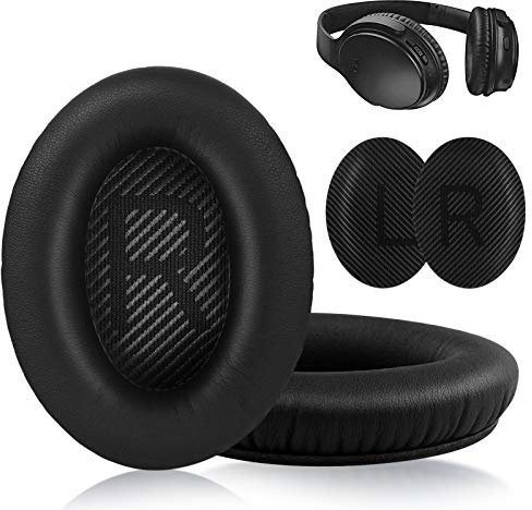 Replacement Bose Quiet Comfort 35 Ear Pads, Ear Cushion Kit Compatible with Bose QC 35/35 II Headphones Made of Protein Leather Memory Foam (Black)