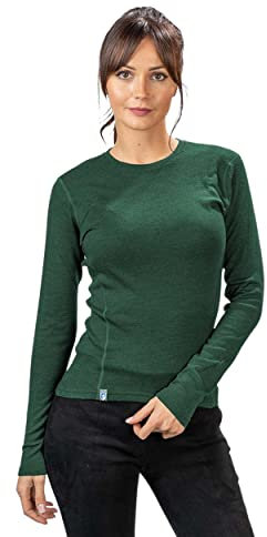 ALPIN LOACKER 100 Merino Langarmshirt Damen 230g/m2 I Feinste Merinowolle Unterwäsche I Langarm Wandershirt für Outdoor und Sport, Grün L