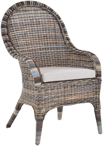 korb.outlet Bequemer Rattansessel mit hoher Rückenlehne Rattan Rattanstuhl Lounge mit Breiten Armlehnen (Mehrfarbig, mit Polster)