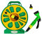 15m Flat Garden Hose Pipe & Reel with Spray Nozzle 50FT – Compact Hose Pipe Reels - Outdoor Mini Hose Gun with Adjustable Spray Gun - Hosepipe & Reel Easy Storage for Garden(Green & Yellow)