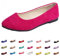 Hwalleum Women's Ballet Flats, Womens Simple Casual Flat Shoes Solid Color Pumps Ladies Girls Dolly Ballet Ballerina Work Smart Office Formal Comfort Pointed Toe Slip On Flats Shoes Rose Red
