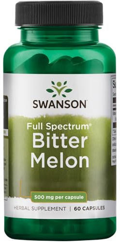 Swanson Bitter Melon (Melone Amaro), 500mg, 60 capsule, ad alto dosaggio, Testato in Laboratorio, Senza Soia, Senza Glutine, Non OGM