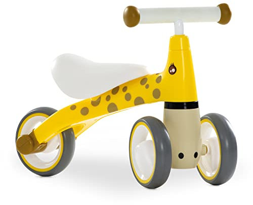 hauck Baby Rutscher 1st Ride Three Rutscher Laufrad ab 1 Jahr bis 20 kg, 3 Räder EVA, Ergonomisch, Kippsicher, Lenkereinschlagsbegrenzung, Kinderfahrzeug für Indoor & Outdoor (Giraffe Yellow)