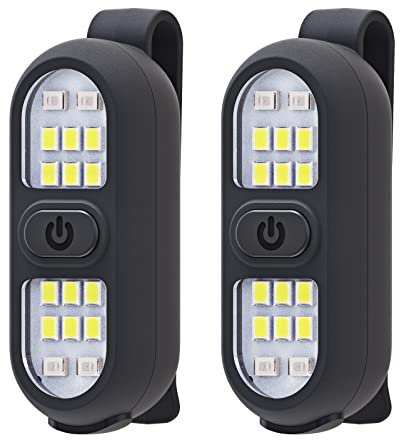 Lot de 2 Lampes de Course à Pied à Clipser Rechargeables lumière de sécurité pour Coureurs Lampe de Poche Mains Libres Lampe de Travail LED Clignotante Clignotant Jogging Promenade Camping randonnée