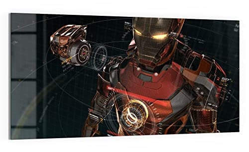 DEQORI Glasbild Echtglas | Motiv Legendäre Iron Man Anzug | horizontal einteilig 100x50 cm | schöne Dekoration | Wandbild für Wohnzimmer, Schlafzimmer, Flur & Küche | moderne Wanddeko
