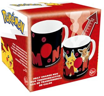 Stor Pokémon Heat Change - Mug tasse à café thermoréactif – Céramique – Pikatchu – Evoli – Tiplouf - Tortank