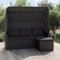 Homgoday Gartensofa mit Faltbares Sonnendach und Fußhocker Gartensofa Lounge 3-Sitzer Gartenbank Gartenmöbel Sonnenliege Couch Gartenliege Schwarz Poly Rattan