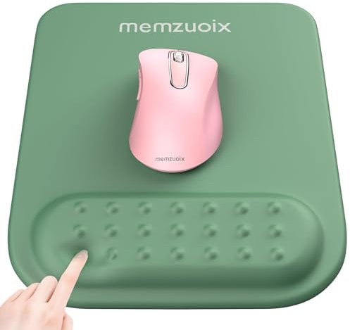 memzuoix Tapis de Souris Ergonomique avec Support pour Poignet, Mousse à Mémoire Premium pour Soulagement de la Douleur, Base Antidérapante en PU pour Un Contrôle Stable et Fluide - Vert