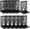 HAKZEON 12 PCS Black Heavy Duty Book Ends, 6 Pairs Decorative Tree Design Book Stopper Supports, Metal Bookends with Non-slip Pads for Shelves