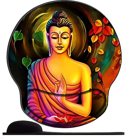 Tapis de Souris Ergonomique - Tapis de Souris Gamer avec Repose Poignet en Gel, avec Repose-Poignet Gaming Mouse Pad pour Ordinateur et Ordinateur Portable Bouddha Religieux Bodhisattva Zen 071
