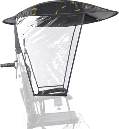 Elektrisches Rollstuhl Regenschirm Überdachungs Markise, Rollstuhl Überdachungs Schirmständer, Seitliche Gaze, Atmungsaktiv, UV beständiger Schutz, Rollstuhl Überdachungs,Winter,Rollstuhl mit Griff