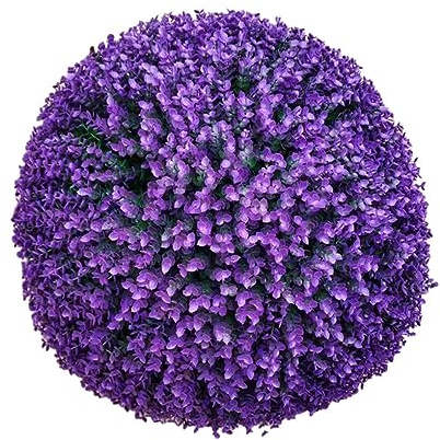 Guangcailun Palle per topiaria per Piante Artificiali per Interni o Esterni, Palline Decorative in plastica Finta bosso di Lunga Durata, Viola Blu 35 cm