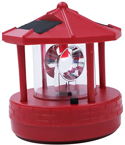 Housoutil 360 Grad Drehbarer Leuchtturm Leuchtfeuer Drehbare Solarleuchte Für Den Außenbereich Statuenlichter Der Gartentürme Sonnenlicht Outdoor-statue Außenleuchten Rotieren Led Plastik