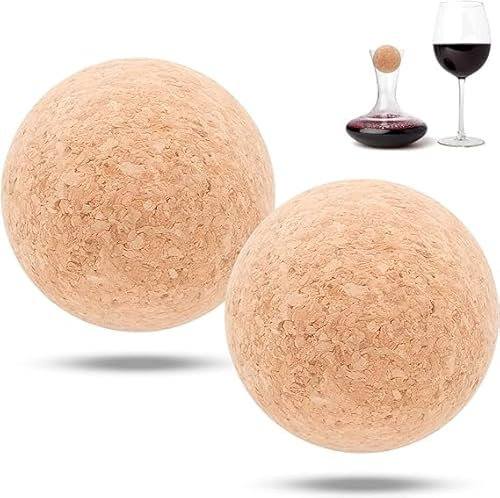 INHEMING 2Pcs Wine Cork Ball Wooden Cork Ball Stopper for Wine Decanter Carafe Bottle Replacement