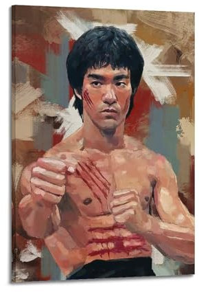 SHUPSY Bruce Lee Character Oil Paint Art Poster Dekorative Malerei Leinwand Wandkunst Wohnzimmer Poster Schlafzimmer Malerei 24x36inch(60x90cm)
