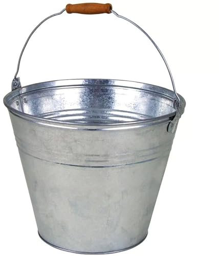 Eiseimer Zinkeimer Metalleimer 10 Liter 27 x 25 cm Bierkühler mit Holzgriff