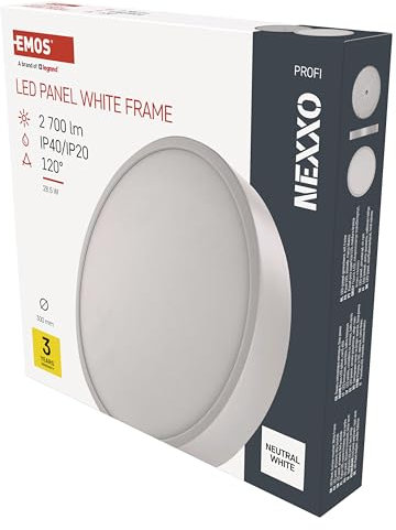 EMOS LED Panel 28,5 W, runde 2700 lm Deckenleuchte, Wandleuchte mit Durchmesser 30 cm, ersetzt 120W Glühbirne, Lichtfarbe neutralweiß 4000K, inkl. LED-Treiber, Leuchtdauer 30000 St.