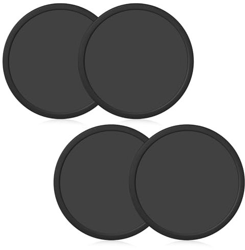 Silikon Glasuntersetzer, 4 Stück Tassenuntersetzer Silikon Untersetzer Getränkeuntersetzer Runde Glasuntersetzer rutschfeste Silikon-Untersetzer Tischunterlagen für Getränke Kaffee Tee (schwarz)