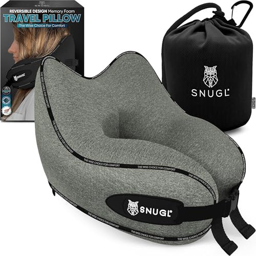 SNUGL Nackenkissen Memory Foam Waschbar & Verstellbar | Kuscheliges Nacken Reisekissen Für Flugzeug, Auto & Unterwegs | Reise-Kissen Nackenhörnchen, Neck Travel Pillow (Hellgrün, Erwachsener Klein)