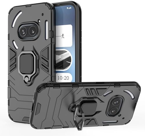 ESTH® Funda para Nothing Phone (2a) con Giratorio Soporte de 360° [5X Grado Militar Anti-caída Protección] Carcasa Parachoque PC + TPU, Negro
