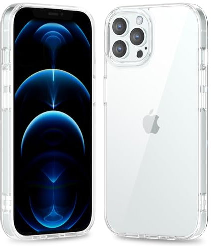 oakxco Thin Slim Clear case for iPhone 12 Pro Max, Transparent Hybrid Hard Shell Plastic & Soft Silicone Rubber Bumper, Non-Yellow Acrylic Protective Lightweight Cover for Women, Clear
