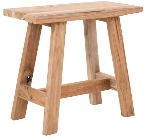 möbelando Hocker >Barcelona< in Braun, Teak - 50x45x25cm (BxHxT)