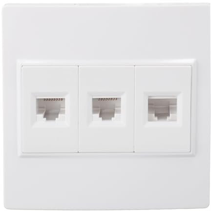 Placa de Pared Ethernet de 3 Puertos, Placa de Pared CAT6 RJ45 Hembra a Hembra, Placa de Pared Keystone para Caja de Salida Estándar, Utilizada para CAT5, CAT5E, CAT6, CAT6A,