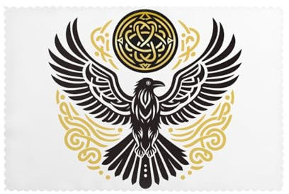 Raven Odin Tischsets, nordische keltische Wikingerrune, waschbar, Polyester, 1–6 Sets, rutschfeste, rechteckige Tischsets für Küche, Esstisch, Tischsets, 45 x 30 cm