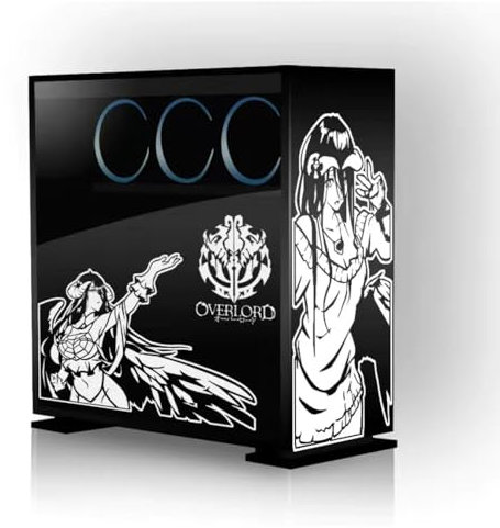 Albedo Anime Aufkleber, Albedo Stickers Cartoon Dekor Aufkleber für Computer-Gehäuse, Vinyl-Aufkleber, Schwarz und Weiß,Geschenke für Anime-Fans