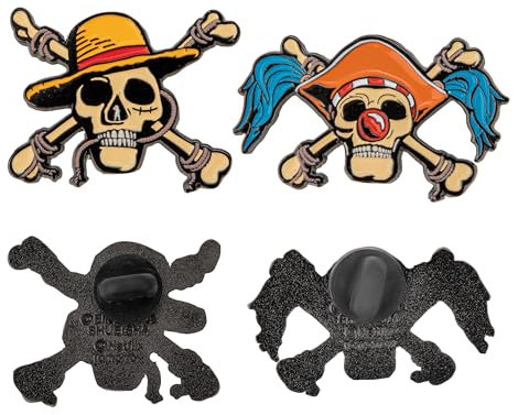 CINEREPLICAS ONE PIECE - Set di 2 pin Luffy e Buggy - Licenza Ufficiale