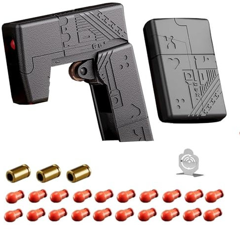 LZAHSH Alloy Decompression Toy, EDC Toy Launchable Fold And Deform Shell Ejecting Toy Gun + 20 Soft Bullet Relief Stress Reliever Toy,Best Gift For Friends, Black