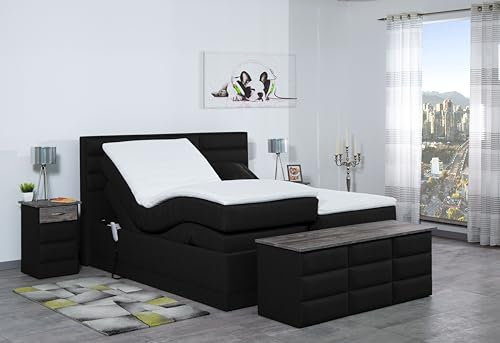 Boxspringbett Pino 180x200, WT-Schwarz, 7-Zohnen Taschenfederkernmatratze, Ergoflex - Inklusive Aufbau - Deutscher Hersteller