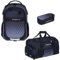 Elephant 3 Teile Set Schulrucksack Jungen Mädchen Signature Hero 2 Schultasche Laptopfach Rucksack + Sporttasche + Mäppchen Box (Black Cube 12868)