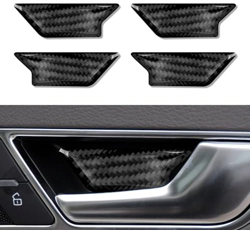 OYDDL 4PCS AutoTürgriff Aufkleber Zentralsteuerung Trim Cover Kohlefaser Decals Kompatibel mit Audi A6 C6(2005-2011) /S6 C6(2006-2010) /RS6 C6 (2008-2010) Interieur Zubehör (schwarz)