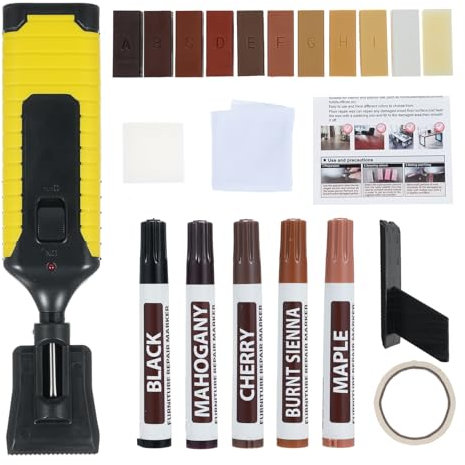 Reparaturset für Hartholzböden, Reparaturset für Laminat- und Vinylböden mit 11 Farben, Restaurationsblock, stellt alle Kratzer, Risse und Flecken für Holzböden, Tischtüren und Schränke wieder her