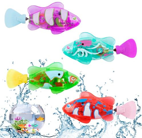 AVCXEC Lot de 4 Poisson Robot, Poisson Robot Bain, Natation Fish Robot, Réutilisable Poisson Jouet Enfant Electronique, Jouet de Piscine pour la Piscine, pour Enfants Cadeaux