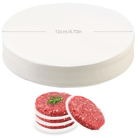 500 Stück Burger Papier, Burgerpapier Weiß Rund Pergament Papier, Blatt Backpapier für Burgerpresse, Antihaftpapier für Patties Hamburger Cheeseburger Kuchen Burgerpressen (12CM)