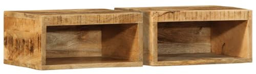 vidaXL Meubles TV muraux 2 pcs Bois de manguier Massif Brut, Meuble média, Meuble latéral, Centre de Divertissement, Meuble HiFi, Buffet, Meuble