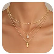 Kakonia Layered Gold Halskette für Frauen 14K Gold Plattiert Kette Damen Anhänger Halskette Set Kette Gold Damen Halskette Satck Zierliche Goldkette Trendy Schmuck für Frauen